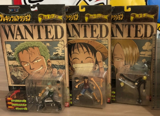 Bandai One Piece Flexible Monkey D Luffy Roronoa Zoro Sanji 3 Action Figure Set