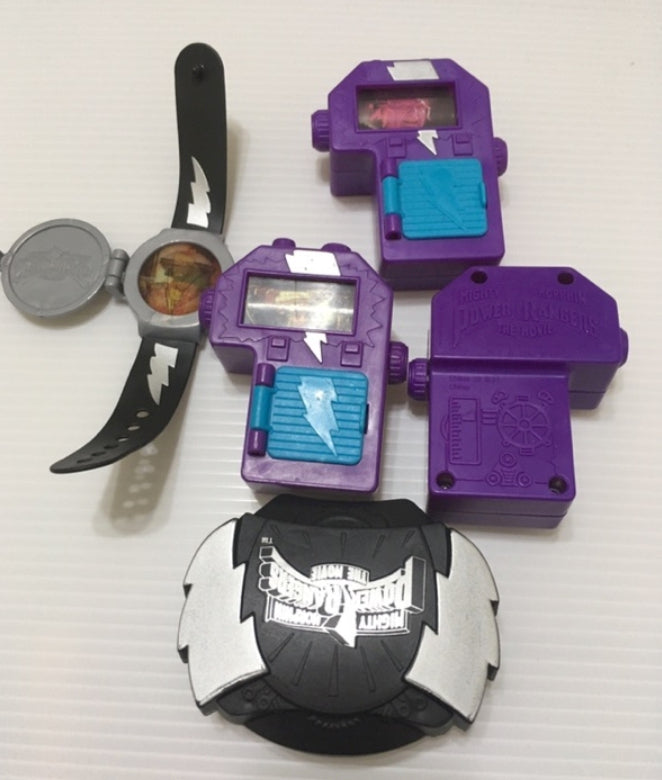 Mcdonalds 1995 Happy Meal Mighty Morphin Power Rangers Morpher Watch 5 Trading Figure Set Used