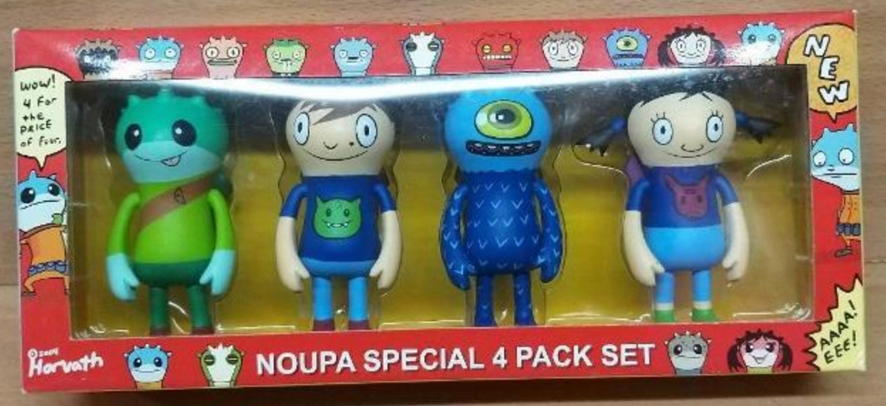 2004 David Horvath Flying Cat Noupa Special 4 Pack 3" Vinyl Figure Set Hero Noupa Maker D Made Man Maker S