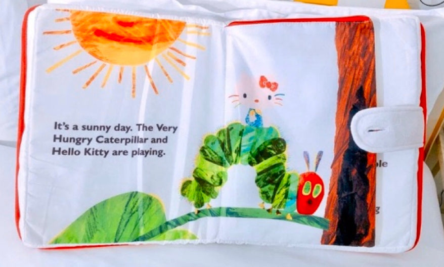 Sanrio Hello Kitty x The Very Hungry Caterpillar Taiwan Watsons Limited Book Style Plush Doll & Blanket