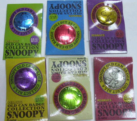 Pepsi The Peanuts Snoopy Old Can Badge Collection 6 Figure Set