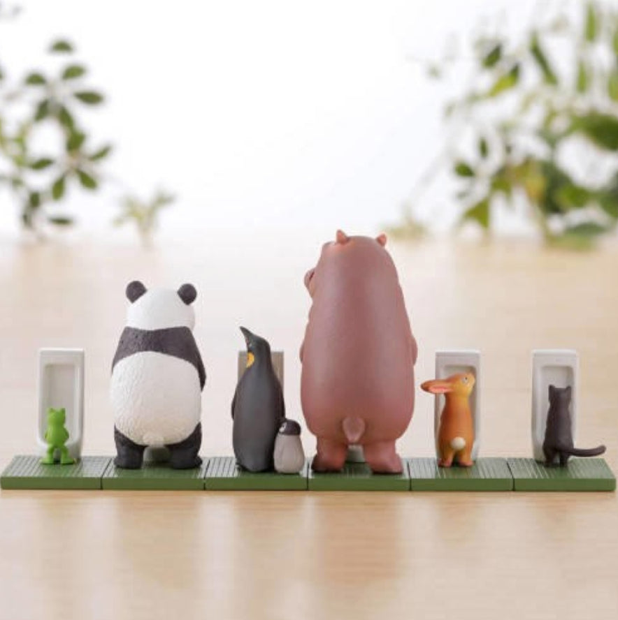 Kaiyodo Capsule Q Museum Gashapon Sato Kunio's Animal Bathroom in Groups Part 2 5 Figure Set