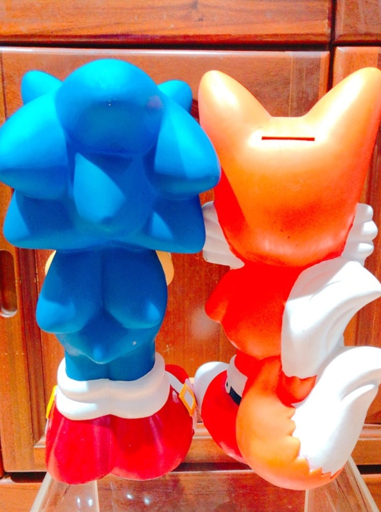 Sega 1991 1992 Sonic Adventure The Hedgehog Tails 2 12" Soft Vinyl Coin Bank Trading Figure Set Used