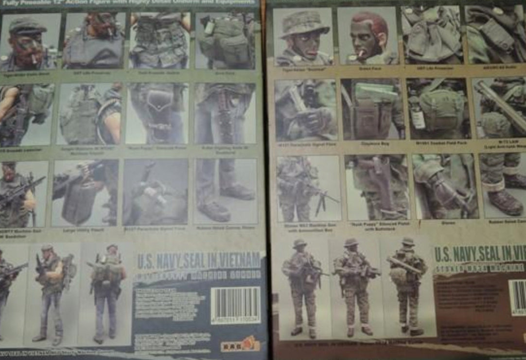 Hot Toys 1/6 12" U.S. Navy Seal In Vietnam M60 Shorty & Stoner M63A Machine Gunner 2 Action Figure Set
