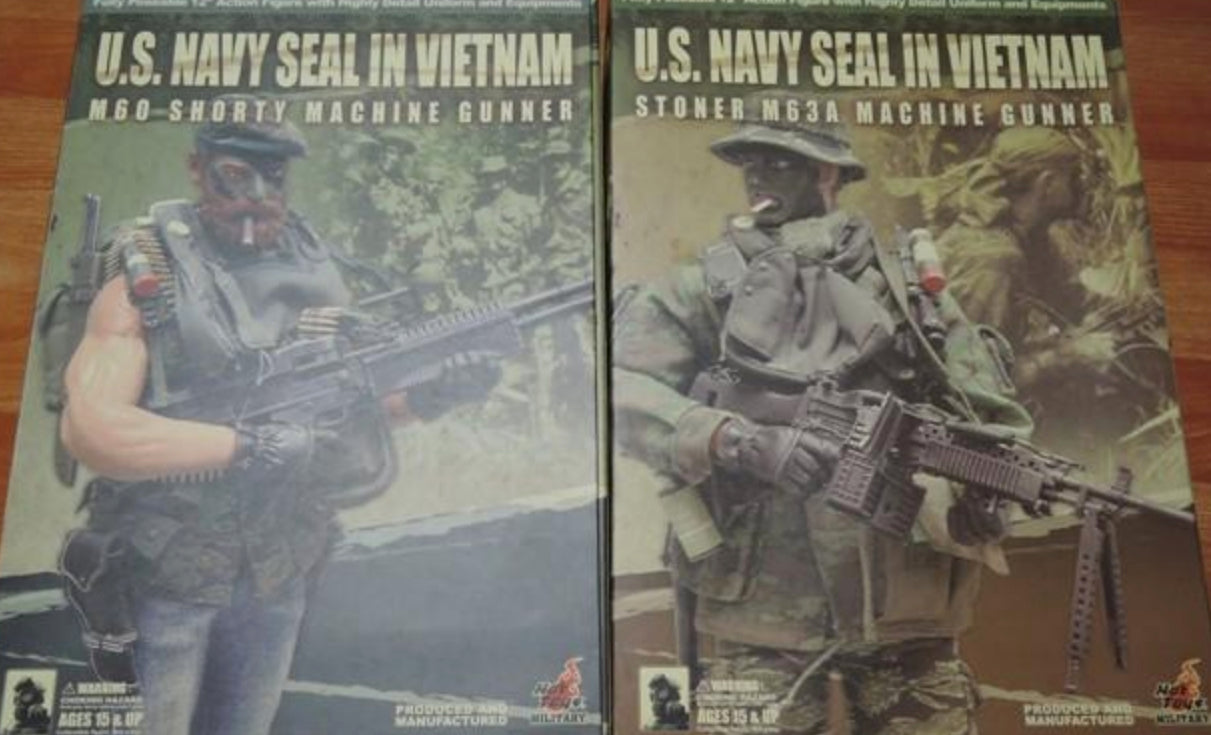 Hot Toys 1/6 12" U.S. Navy Seal In Vietnam M60 Shorty & Stoner M63A Machine Gunner 2 Action Figure Set
