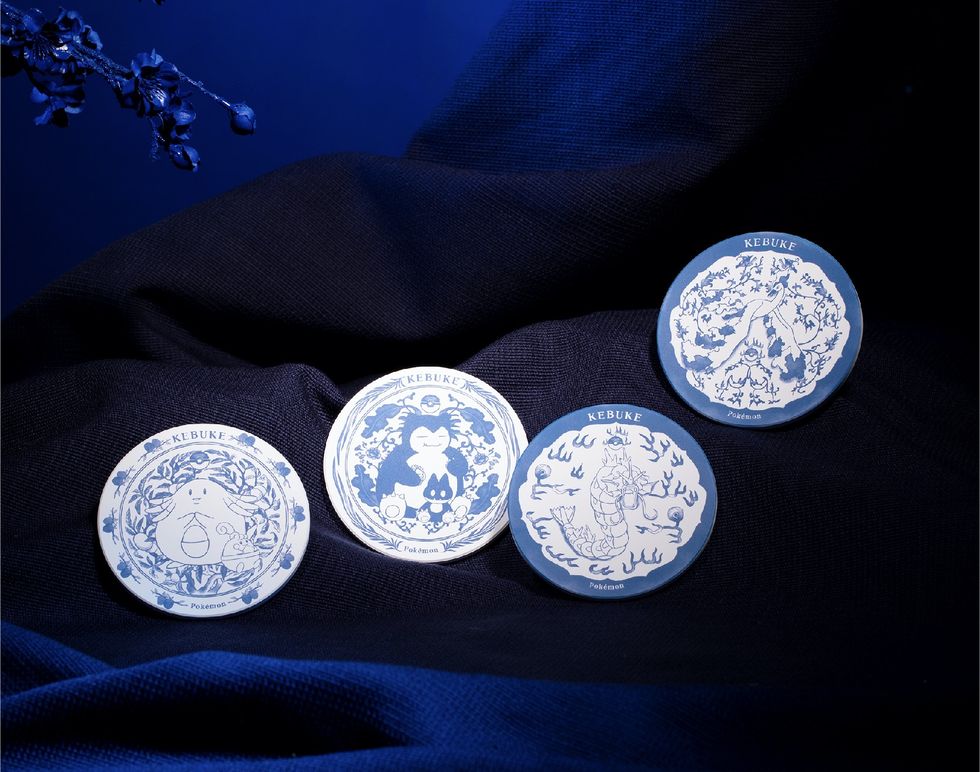 Pocket Monster Pokemon Taiwan Kebuke Limited Ceramics Porcelain 4 Coaster Set