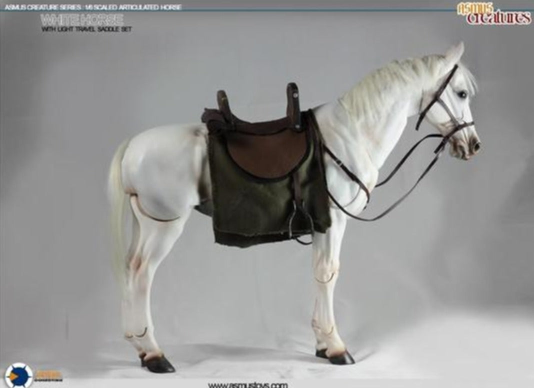 Asmus Toys 1/6 12" White Horse w/ Light Travel Saddle Set Action Figure