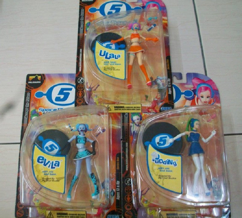 Sega Palisades Dreamcast Space Channel 5 Ulala Evila Pudding 3 Action  Collection Figure Set