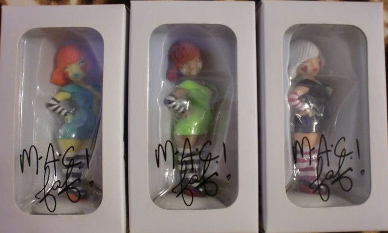 Medicom Toy 2008 MAC Fafi Dolls Girls Eriko Ermine Monoka 3 3.75" Vinyl Figure Set - Lavits Figure