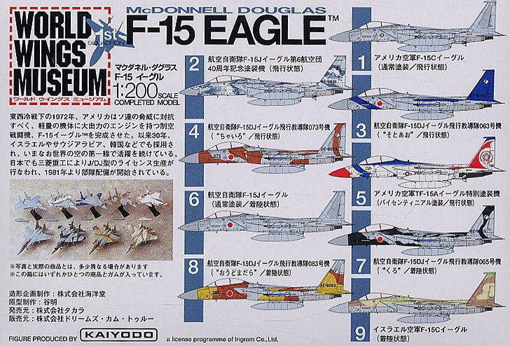 Takara Kaiyodo 1/200 World Wings Museum 1st F-15 Eagle 9 Trading Collection  Figure Set
