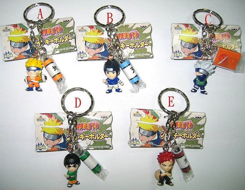 Banpresto 2003 Naruto Shippuden 5 Petit Mascot Key Chain Holder Strap Trading Figure Set - Lavits Figure