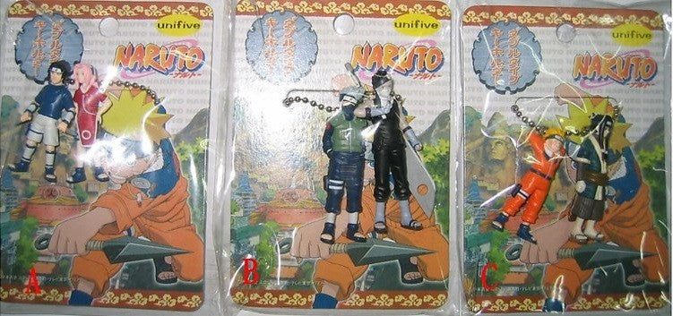 Unifive Naruto Shippuden Double 3 Mascot Key Chain Holder Strap Trading Figure Set - Lavits Figure
