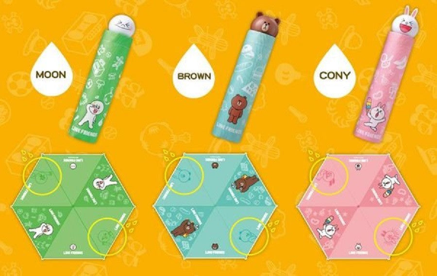 App Line Friends Character Brown Cony Moon Water Color Changed 3 Umbrella Set Bear Bunny Rabbit - Lavits Figure
- 1
