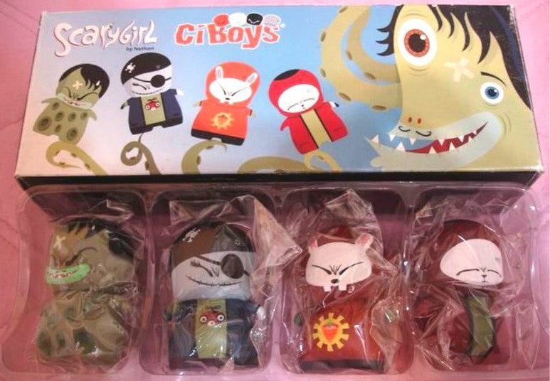 Red Magic 2004 CIBoys Nathan Jurevicius Scarygirl 2" Vinyl Figure Set - Lavits Figure