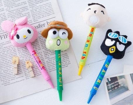 Sanrio Hi-Life Limited Kerokerokeroppi My Melody Bad Badtz Maru Minna No Tabo 4 Big Head Plush Doll Pen Set - Lavits Figure
- 1