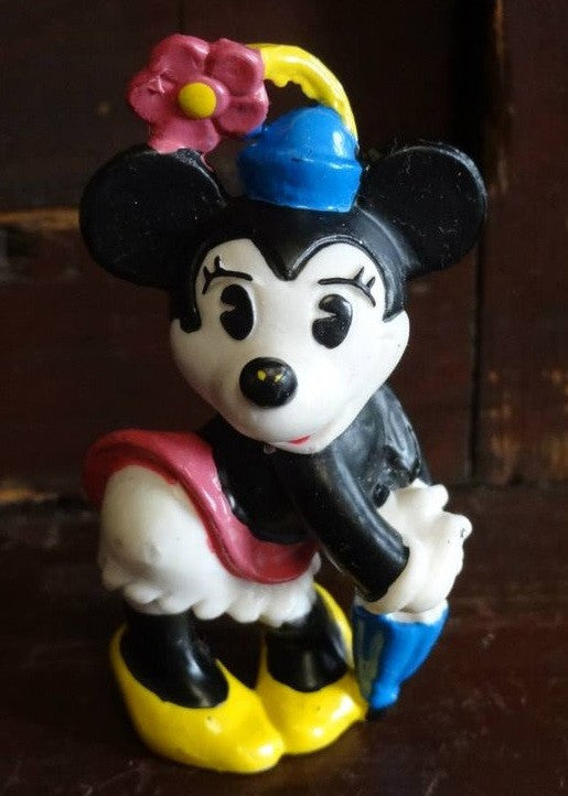 Disney 1986 Bully Land Mickey Minnie Mouse 2" Mini Figure Hand Painted - Lavits Figure
- 1