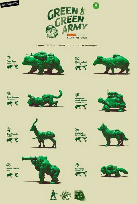 Takara Tomy Panda's Ana Gashapon Animal Soldiers Green Army Toy 8 Mini Figure Set - Lavits Figure
- 2