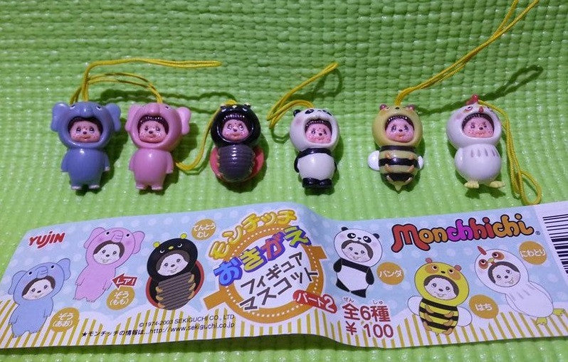 Yujin Monchhichi Gashapon Cosplay Animal Part 2 6 Mini Phone Strap Figure Set - Lavits Figure