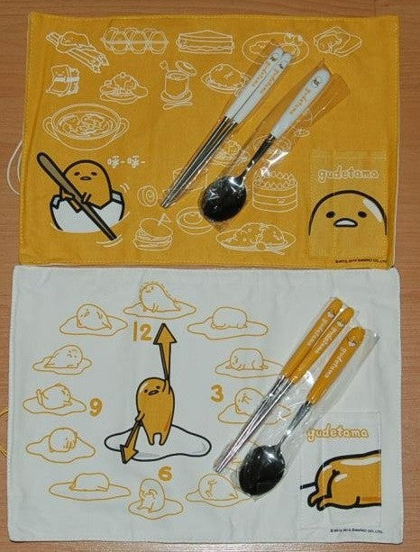 Sanrio Gudetama Family Mart Limited Tableware Place Mat Ceramic Spoon Chopstick - Lavits Figure
 - 2