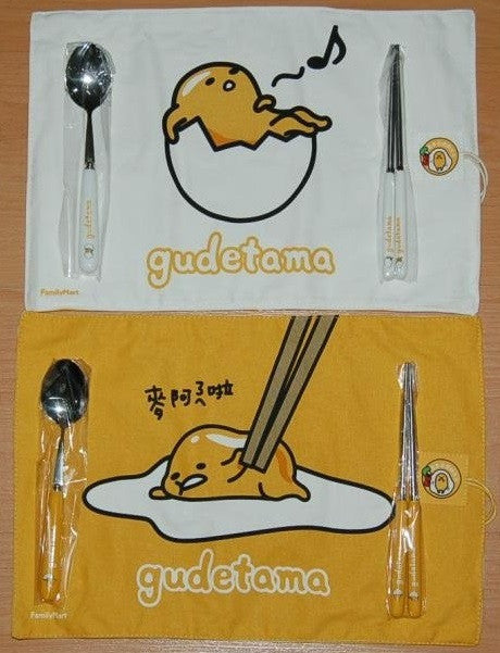 Sanrio Gudetama Family Mart Limited Tableware Place Mat Ceramic Spoon Chopstick - Lavits Figure
 - 1