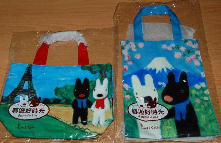 Gaspard et Lisa Let's Cafe Limited Plastic Carry Tote Bag Paris & Fuji Mountain Set - Lavits Figure
 - 2