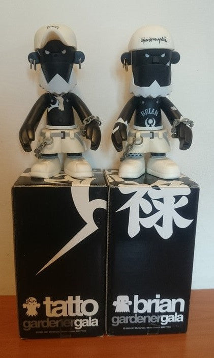 Bandai 2001 Michael Lau Gardener Lazy Brian & Tatoo 2nd Edition Black Ver 6" Vinyl Figure Set - Lavits Figure