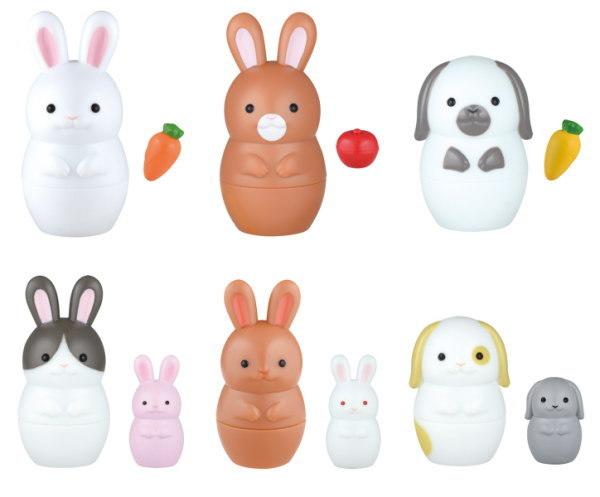 Epoch Gashapon Russian Nesting Dolls Rabbit Bunny Ver 6 Trading Figure Set
