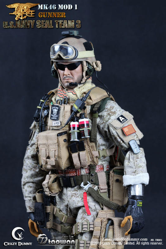 Crazy Dummy 1/6 12" 78001 U.S. Navy Seal Team 3 MK46 MOD 1 Gunner Action Figure