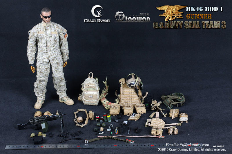 Crazy Dummy 1/6 12" 78001 U.S. Navy Seal Team 3 MK46 MOD 1 Gunner Action Figure