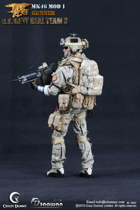 Crazy Dummy 1/6 12" 78001 U.S. Navy Seal Team 3 MK46 MOD 1 Gunner Action Figure