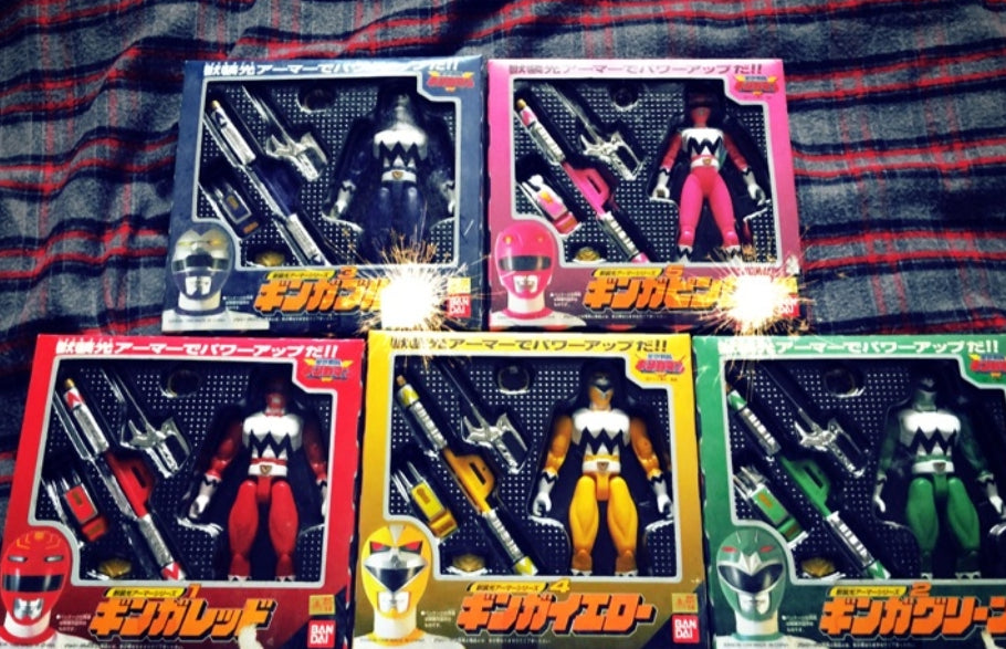 Bandai Power Rangers Lost Galaxy Gingaman 5 Fighter Action Figure Set Used