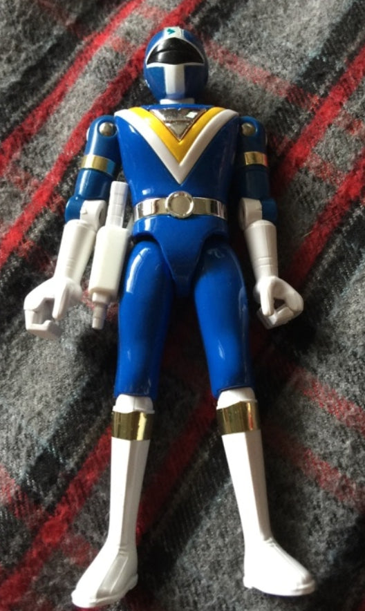 Popy Power Rangers Chikyuu Sentai Fiveman Chogokin Blue Fighter Action Figure Used