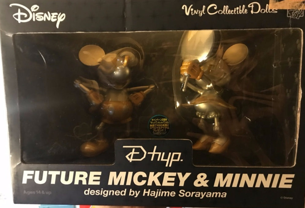 Medicom Toy VCD Vinyl Collectible Dolls Disney Hajime Sorayama Future Mickey & Minnie Mouse Figure Used
