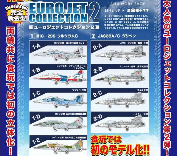 F-toys 1/144 Work Shop Vol 32 Euro Jet Collection 2 MiG-29S JAS39A 10  Trading Figure Set