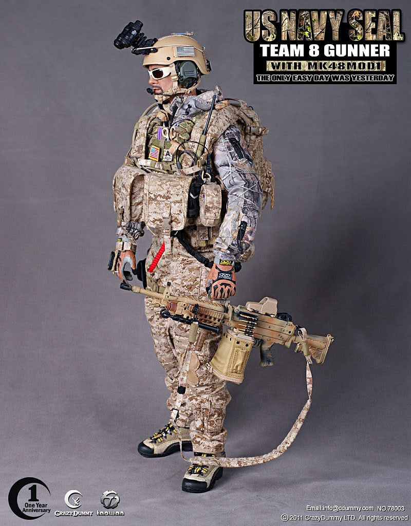 Crazy Dummy 1/6 12" 78003 US Navy Seal Team 8 Gunner With MK48MOD1 Action Figure - Lavits Figure
- 1