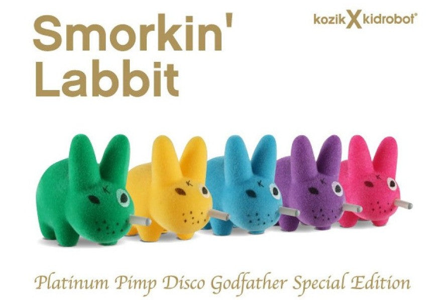Kidrobot 2010 Frank Kozik Smorkin Labbit Platinum Pimp Disco Godfather Edition Ver 5 2" Vinyl Figure Set - Lavits Figure