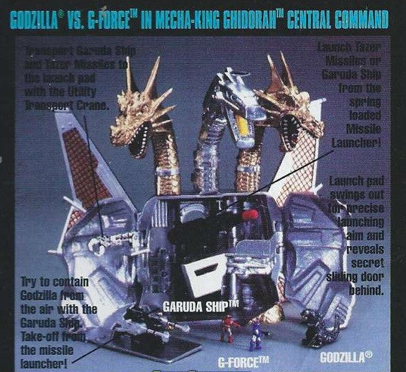 Hasbro 1995 Godzilla Wars Micro Battle Action Playset King Ghidorah Figure Set - Lavits Figure
- 1