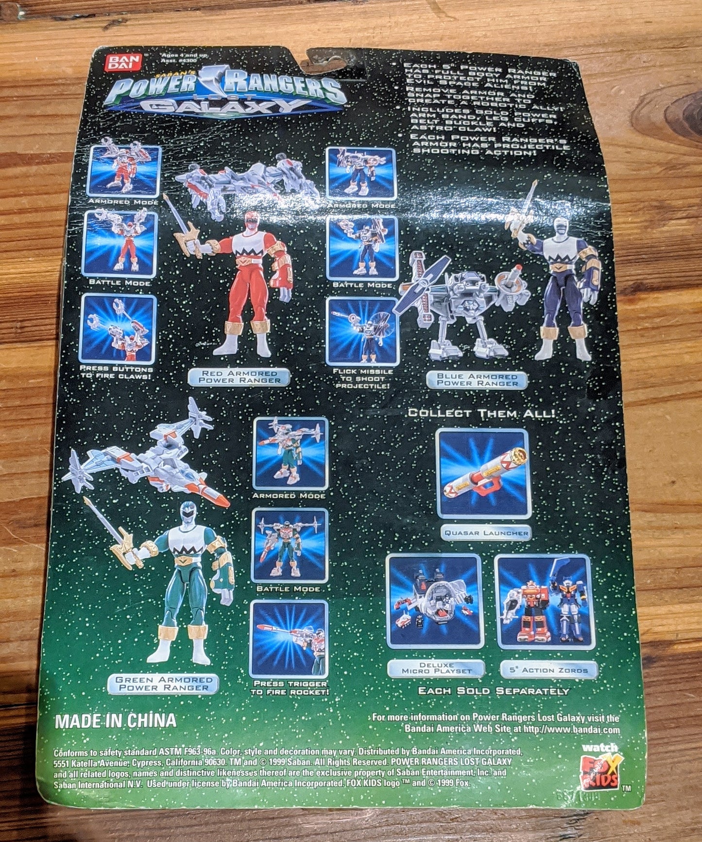 Bandai Power Rangers Lost Galaxy Gingaman Blue Armored 4" Action Figure