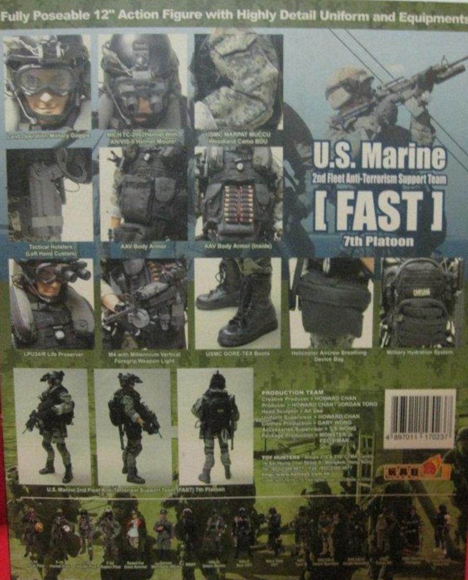 Hot Toys 1/6 12" U.S 2nd Fleet Anti Terrorism Support Team Marine Fast 7th Platoon Action Figure