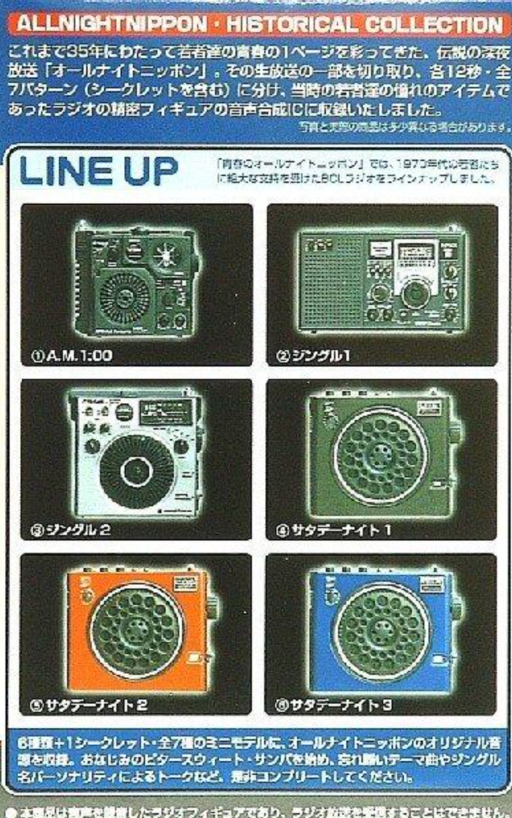 Takara AllNightNippon Historical Collection Vintage Radio 6+1 Secret 7 Trading Figure Set