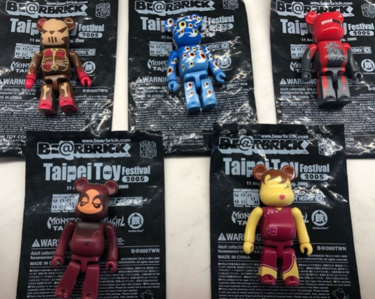 Medicom Toys 2005 Be@rbrick 100% TTF Taipei Toy Festival Limited 5 Action Figure Set