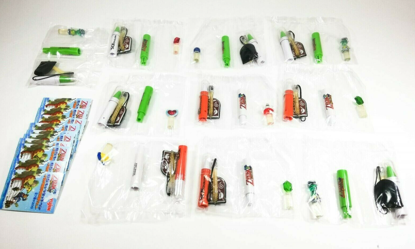 Yujin The Legend of Zelda Phantom Hourglass Gashapon Nintendo DS 7 Character Stylus Touch Pen Set