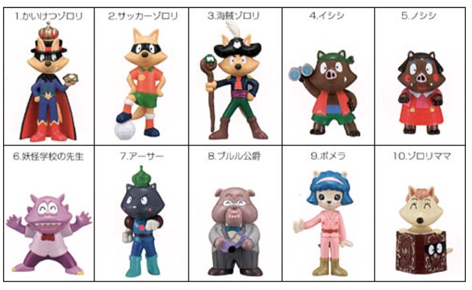 Bandai 2002 Kaiketsu Zorori 10 Trading Figure Set Type B