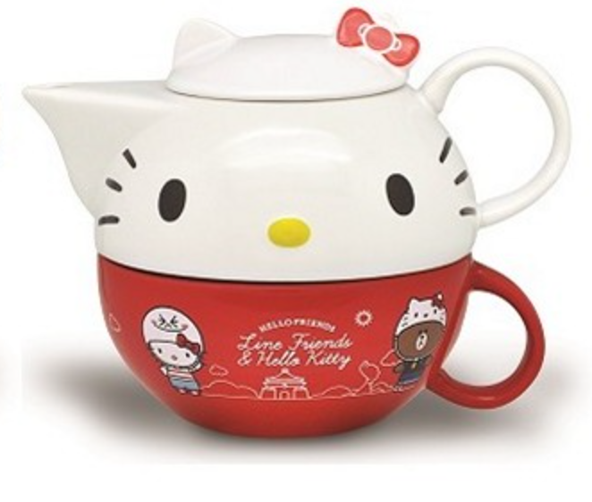 380Ml Hellokittys Print Ceramic Tea Set Teapot Teacup Milk Coffee