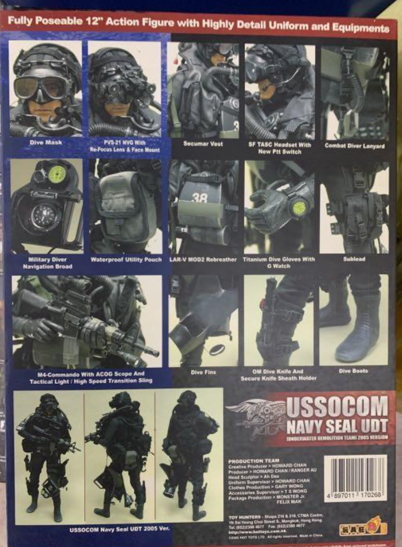 Hot Toys 1/6 12" USSOCOM Navy Seal UDT Underwater Demolition Team 2005 version Action Figure