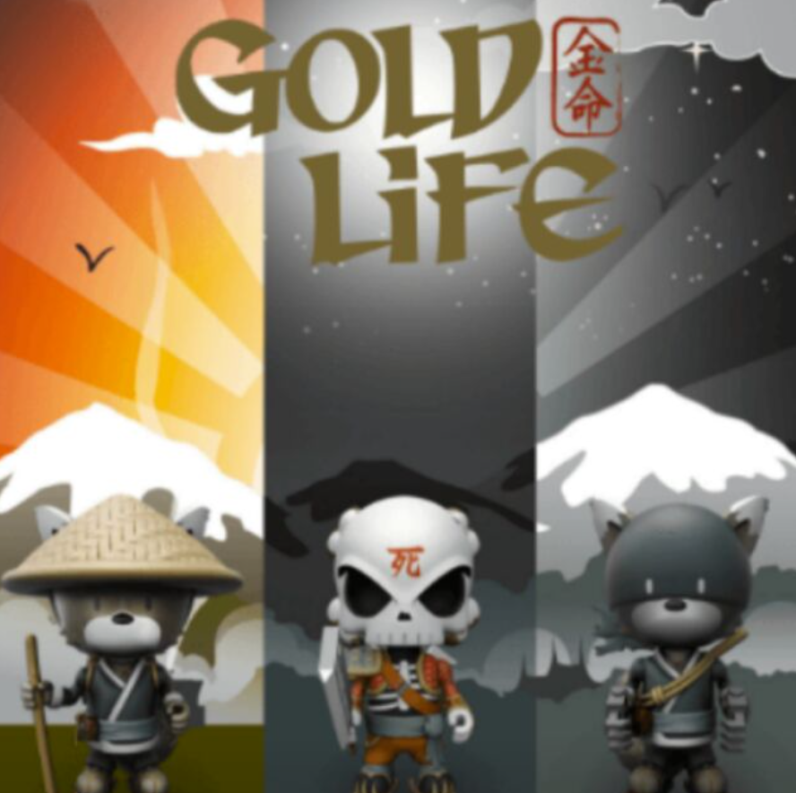 Huck Gee Mighty Jaxx Gold Life Raku Night Raku Day Soul Collector 3 4" Vinyl Figure Set