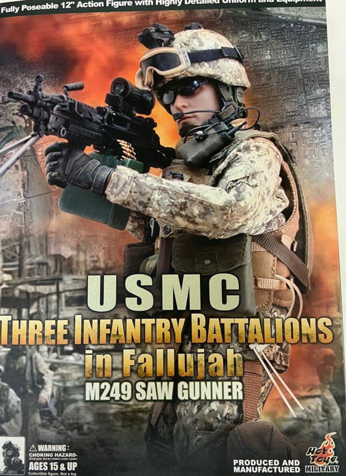 Hot Toys 1/6 12" USMC Three Infantry Battalions in Fallujah M249 Saw Gunner Action Figure
