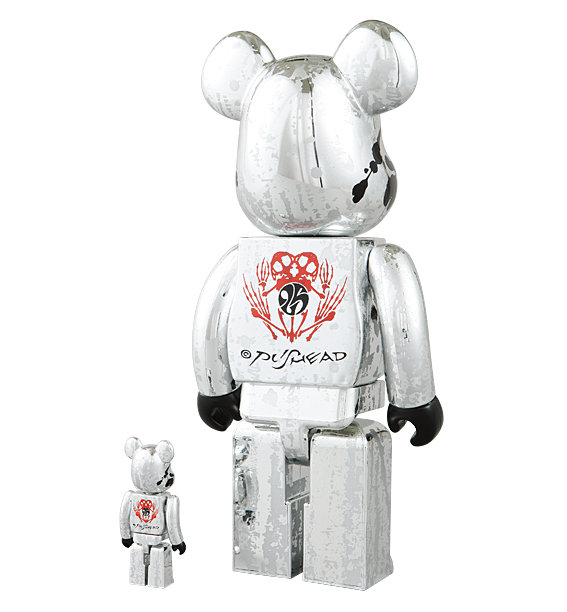 Medicom Toy 2005 Be@rbrick 400% 100% Pushead Psyche Bandit Silver Ver 11" Vinyl Collection Figure - Lavits Figure
 - 2