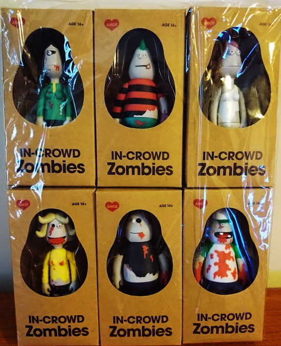 Amos Toys 2005 James Jarvis In-Crowd Zombies 6 4" Vinyl Figure Set - Lavits Figure