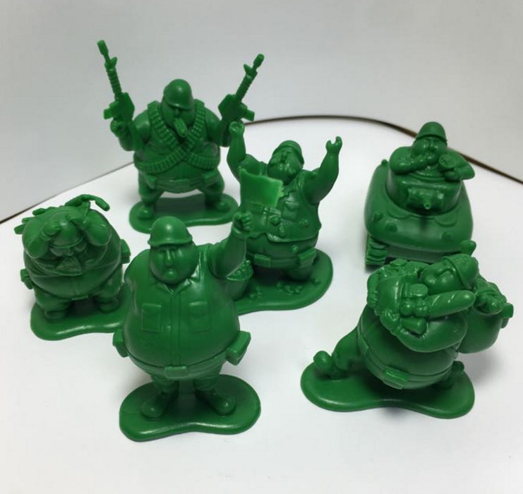 Takara Tomy Panda's Ana Gashapon Fat Cute Green Soldiers Part 2 6 Mini Collection Figure Set - Lavits Figure
 - 2